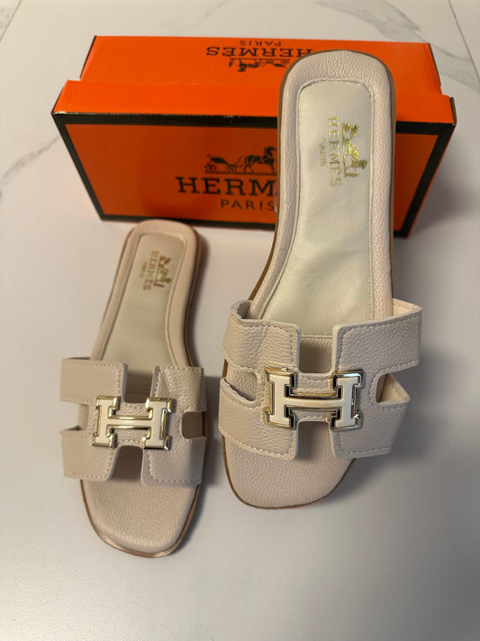 Hermes x παντόφλα μπεζ