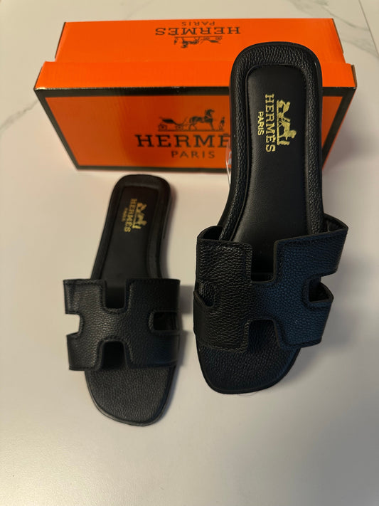 Hermes παντόφλες μαύρες